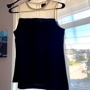 Gorgeous Sleeveless Top With Jeweled Neckline